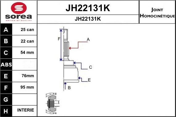 SNRA JH22131K - Шарнірний комплект, ШРУС, приводний вал autocars.com.ua