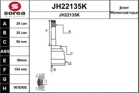 SNRA JH22135K - Шарнірний комплект, ШРУС, приводний вал autocars.com.ua