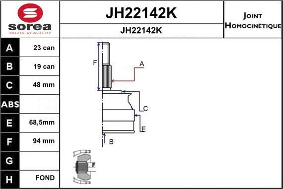 SNRA JH22142K - Шарнирный комплект, ШРУС, приводной вал avtokuzovplus.com.ua