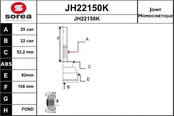 SNRA JH22150K - Шарнирный комплект, ШРУС, приводной вал avtokuzovplus.com.ua