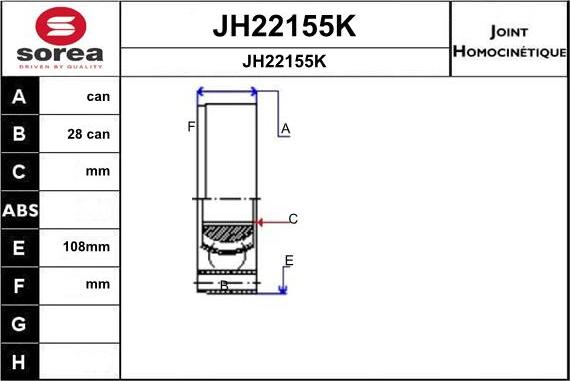 SNRA JH22155K - Шарнірний комплект, ШРУС, приводний вал autocars.com.ua