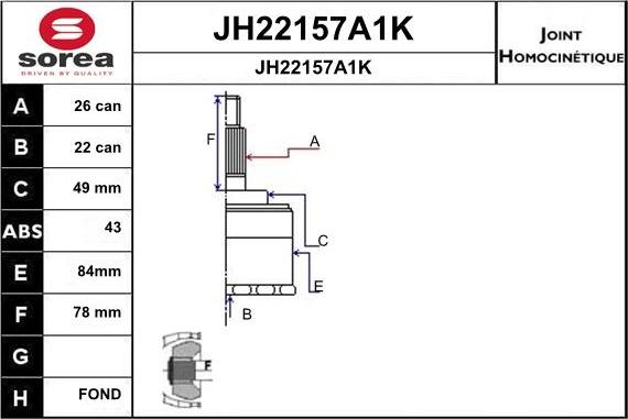 SNRA JH22157A1K - Шарнірний комплект, ШРУС, приводний вал autocars.com.ua