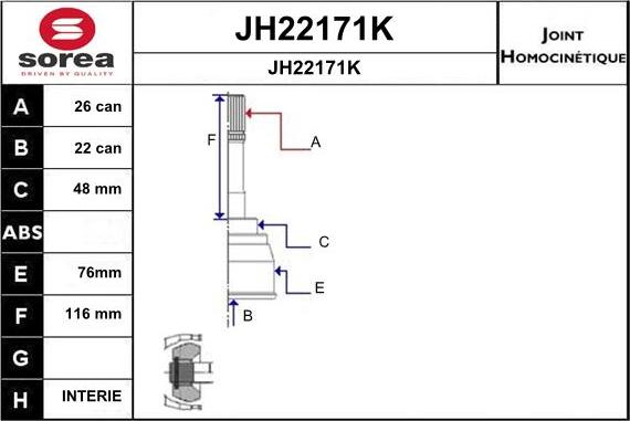 SNRA JH22171K - Шарнирный комплект, ШРУС, приводной вал autodnr.net