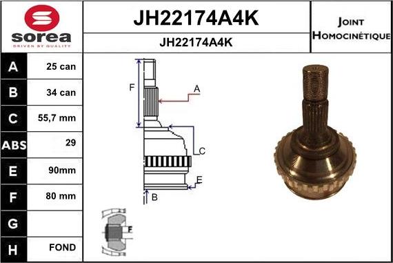 SNRA JH22174A4K - Шарнирный комплект, ШРУС, приводной вал avtokuzovplus.com.ua