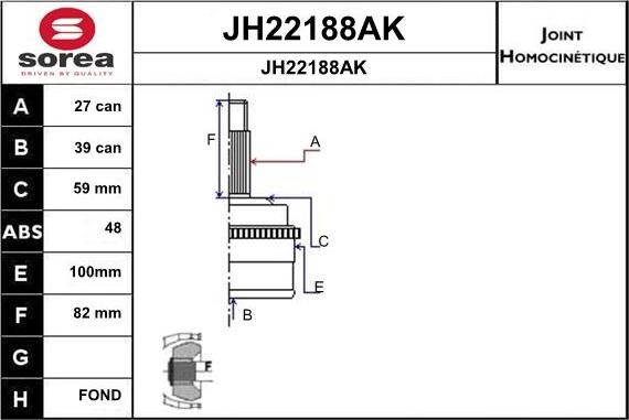 SNRA JH22188AK - Шарнірний комплект, ШРУС, приводний вал autocars.com.ua