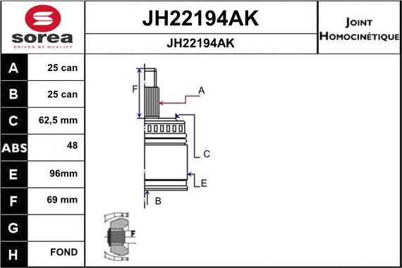 SNRA JH22194AK - Шарнирный комплект, ШРУС, приводной вал avtokuzovplus.com.ua
