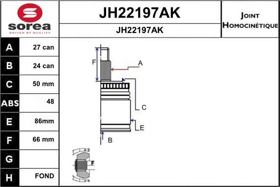 SNRA JH22197AK - Шарнірний комплект, ШРУС, приводний вал autocars.com.ua