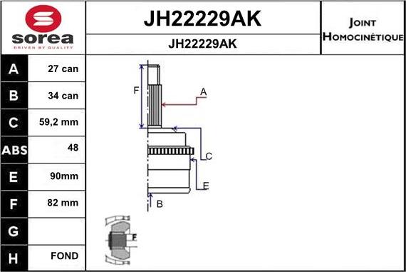 SNRA JH22229AK - Шарнірний комплект, ШРУС, приводний вал autocars.com.ua