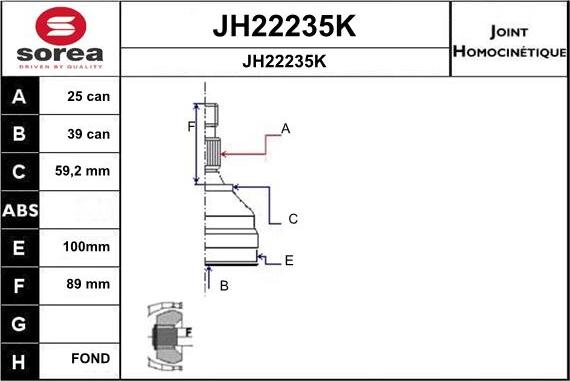 SNRA JH22235K - Шарнірний комплект, ШРУС, приводний вал autocars.com.ua