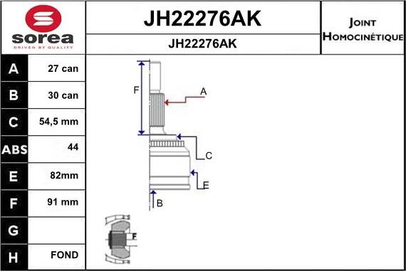 SNRA JH22276AK - Шарнирный комплект, ШРУС, приводной вал avtokuzovplus.com.ua