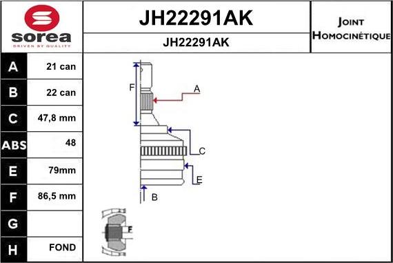 SNRA JH22291AK - Шарнирный комплект, ШРУС, приводной вал autodnr.net