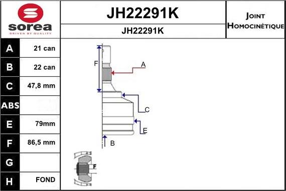 SNRA JH22291K - Шарнирный комплект, ШРУС, приводной вал avtokuzovplus.com.ua