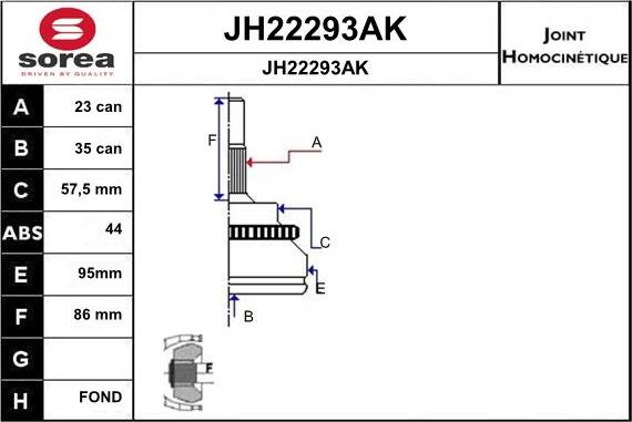 SNRA JH22293AK - Шарнирный комплект, ШРУС, приводной вал avtokuzovplus.com.ua