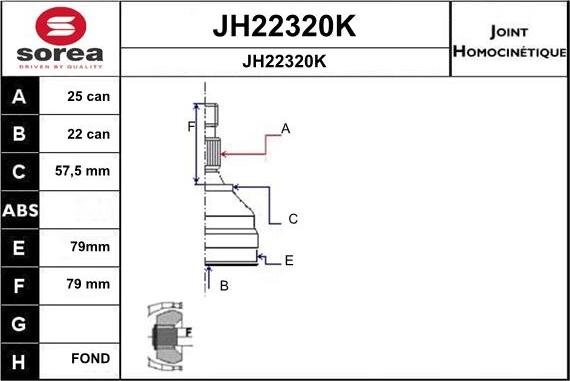 SNRA JH22320K - Шарнірний комплект, ШРУС, приводний вал autocars.com.ua