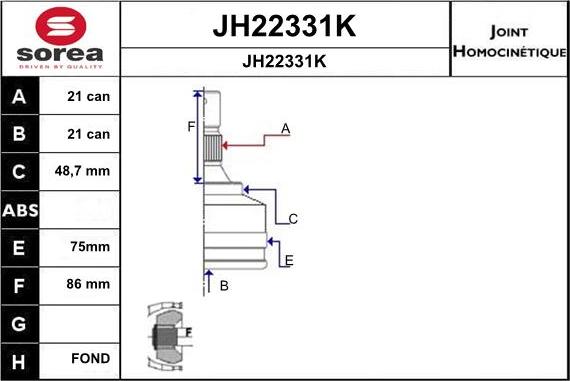 SNRA JH22331K - Шарнирный комплект, ШРУС, приводной вал autodnr.net