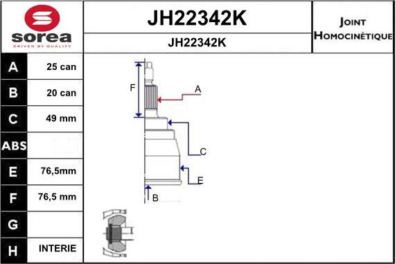 SNRA JH22342K - Шарнирный комплект, ШРУС, приводной вал autodnr.net