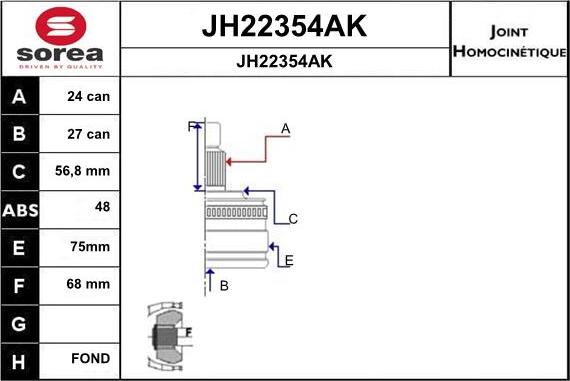 SNRA JH22354AK - Шарнірний комплект, ШРУС, приводний вал autocars.com.ua