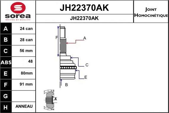 SNRA JH22370AK - Шарнирный комплект, ШРУС, приводной вал autodnr.net