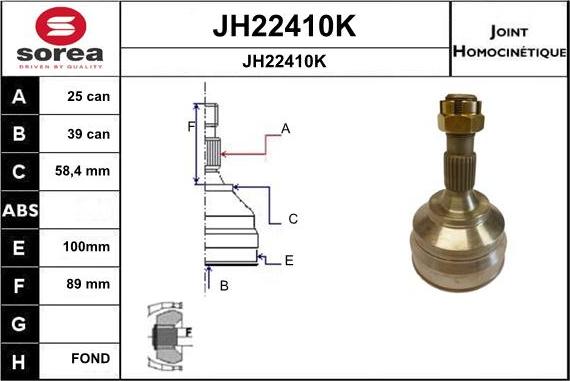 SNRA JH22410K - Шарнірний комплект, ШРУС, приводний вал autocars.com.ua