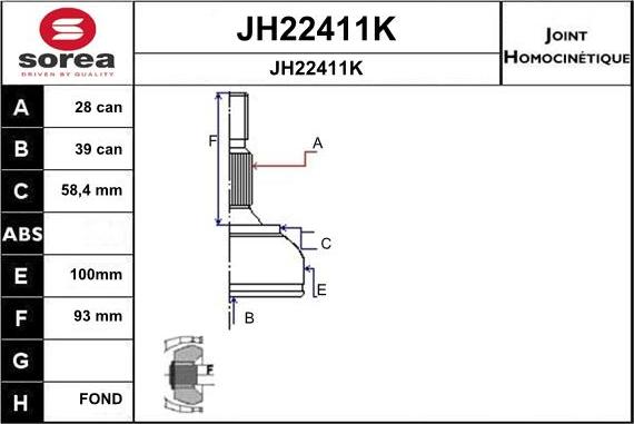 SNRA JH22411K - Шарнирный комплект, ШРУС, приводной вал autodnr.net