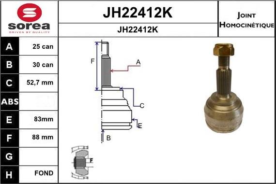 SNRA JH22412K - Шарнирный комплект, ШРУС, приводной вал avtokuzovplus.com.ua