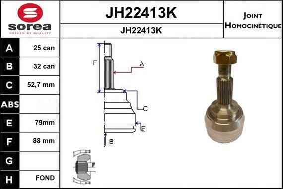 SNRA JH22413K - Шарнірний комплект, ШРУС, приводний вал autocars.com.ua