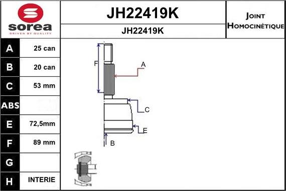 SNRA JH22419K - Шарнирный комплект, ШРУС, приводной вал avtokuzovplus.com.ua