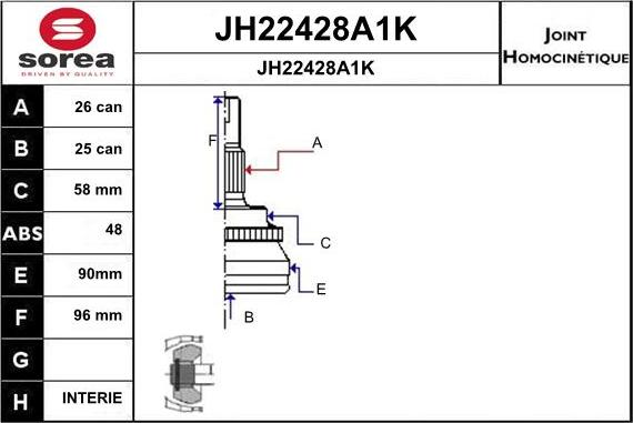 SNRA JH22428A1K - Шарнірний комплект, ШРУС, приводний вал autocars.com.ua