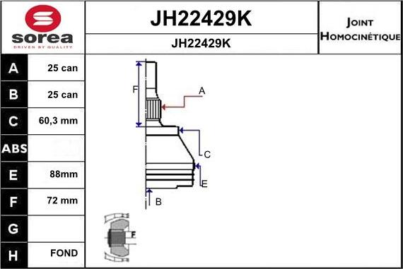 SNRA JH22429K - Шарнирный комплект, ШРУС, приводной вал autodnr.net