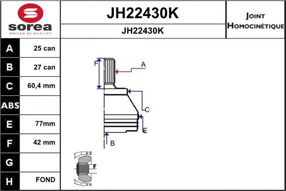 SNRA JH22430K - Шарнирный комплект, ШРУС, приводной вал autodnr.net