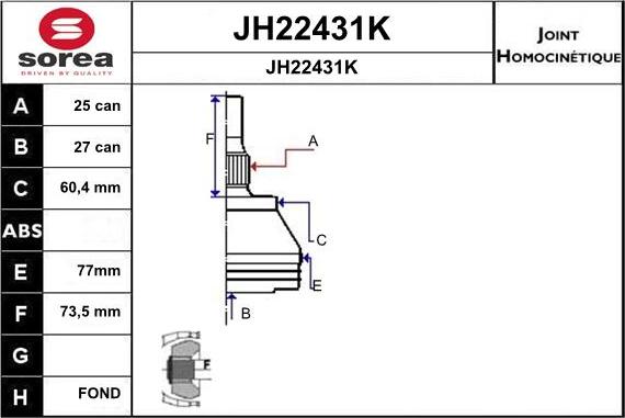 SNRA JH22431K - Шарнирный комплект, ШРУС, приводной вал autodnr.net