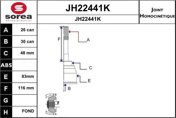 SNRA JH22441K - Шарнирный комплект, ШРУС, приводной вал avtokuzovplus.com.ua