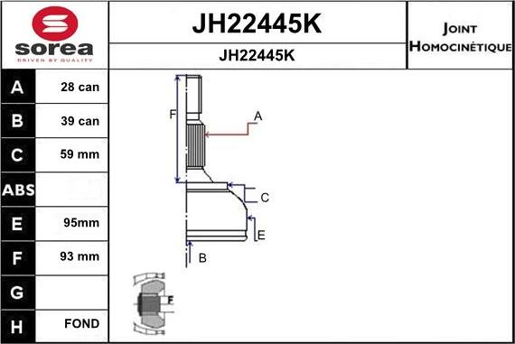 SNRA JH22445K - Шарнирный комплект, ШРУС, приводной вал autodnr.net