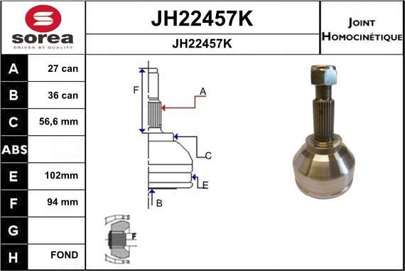 SNRA JH22457K - Шарнирный комплект, ШРУС, приводной вал avtokuzovplus.com.ua