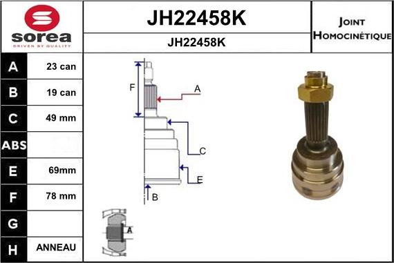 SNRA JH22458K - Шарнірний комплект, ШРУС, приводний вал autocars.com.ua