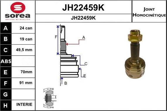 SNRA JH22459K - Шарнірний комплект, ШРУС, приводний вал autocars.com.ua