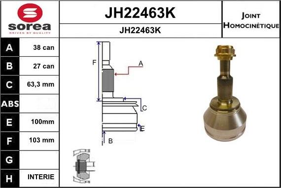 SNRA JH22463K - Шарнірний комплект, ШРУС, приводний вал autocars.com.ua