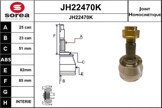 SNRA JH22470K - Шарнірний комплект, ШРУС, приводний вал autocars.com.ua