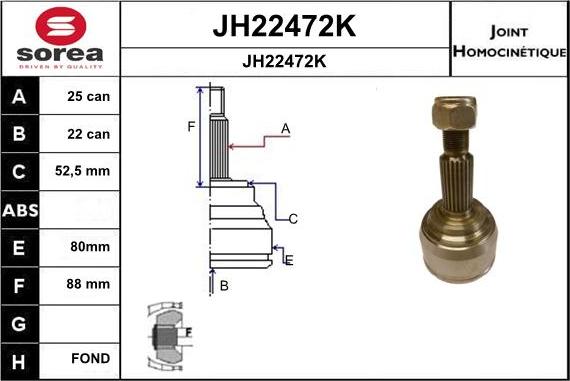 SNRA JH22472K - Шарнирный комплект, ШРУС, приводной вал avtokuzovplus.com.ua