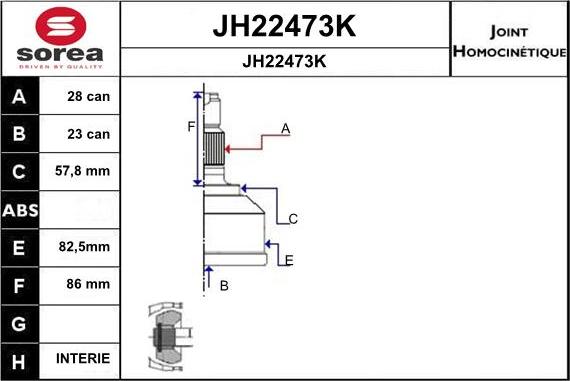 SNRA JH22473K - Шарнірний комплект, ШРУС, приводний вал autocars.com.ua