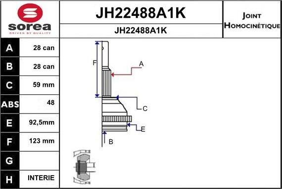 SNRA JH22488A1K - Шарнирный комплект, ШРУС, приводной вал avtokuzovplus.com.ua