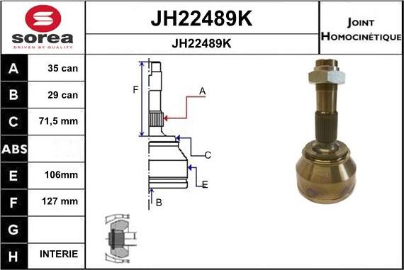 SNRA JH22489K - Шарнирный комплект, ШРУС, приводной вал autodnr.net