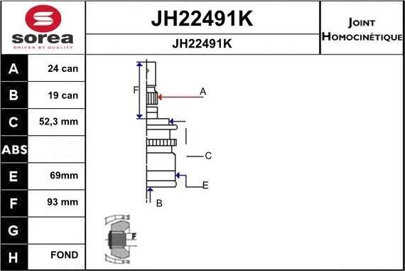 SNRA JH22491K - Шарнірний комплект, ШРУС, приводний вал autocars.com.ua