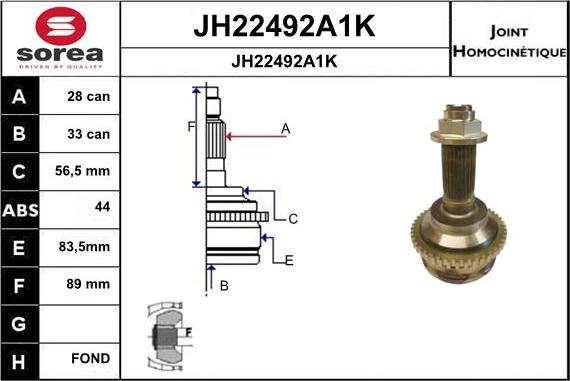 SNRA JH22492A1K - Шарнирный комплект, ШРУС, приводной вал autodnr.net