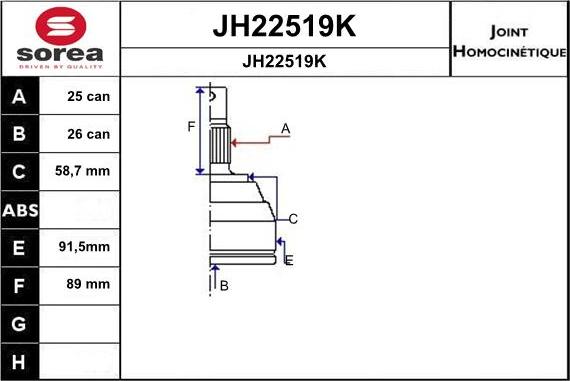 SNRA JH22519K - Шарнирный комплект, ШРУС, приводной вал avtokuzovplus.com.ua