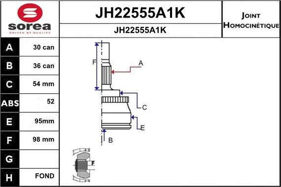 SNRA JH22555A1K - Шарнірний комплект, ШРУС, приводний вал autocars.com.ua