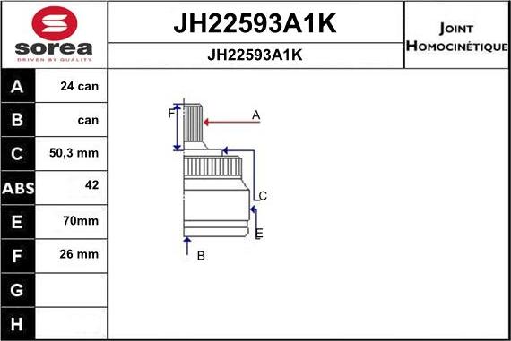 SNRA JH22593A1K - Шарнірний комплект, ШРУС, приводний вал autocars.com.ua