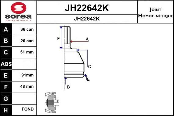 SNRA JH22642K - Шарнирный комплект, ШРУС, приводной вал autodnr.net