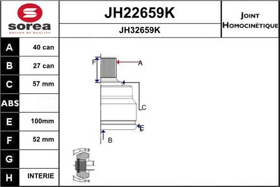 SNRA JH22659K - Шарнирный комплект, ШРУС, приводной вал autodnr.net