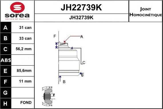 SNRA JH22739K - Шарнирный комплект, ШРУС, приводной вал autodnr.net